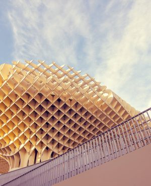 A striking view of the Metropol Parasol in Seville's Plaza de la Encarnación.